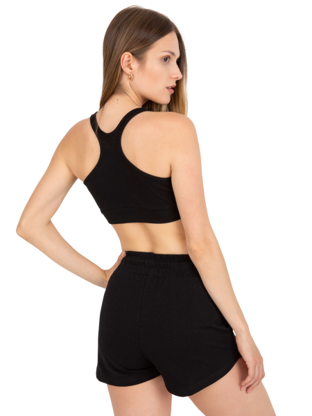 Czarny prążkowany crop top - 4