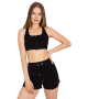 Czarny prążkowany crop top - 2